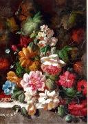 unknow artist, Floral, beautiful classical still life of flowers.074